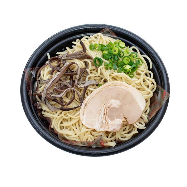 豚骨ラーメン。にんにくの効いた濃厚な豚骨スープに、自家製オリジナルのストレート麺を合わせたご当地ラーメンです。